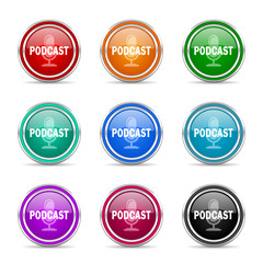 Wall Mural - podcast icon vector set