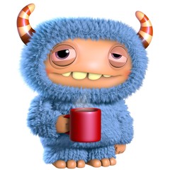 Sticker - 3d cartoon blue monster