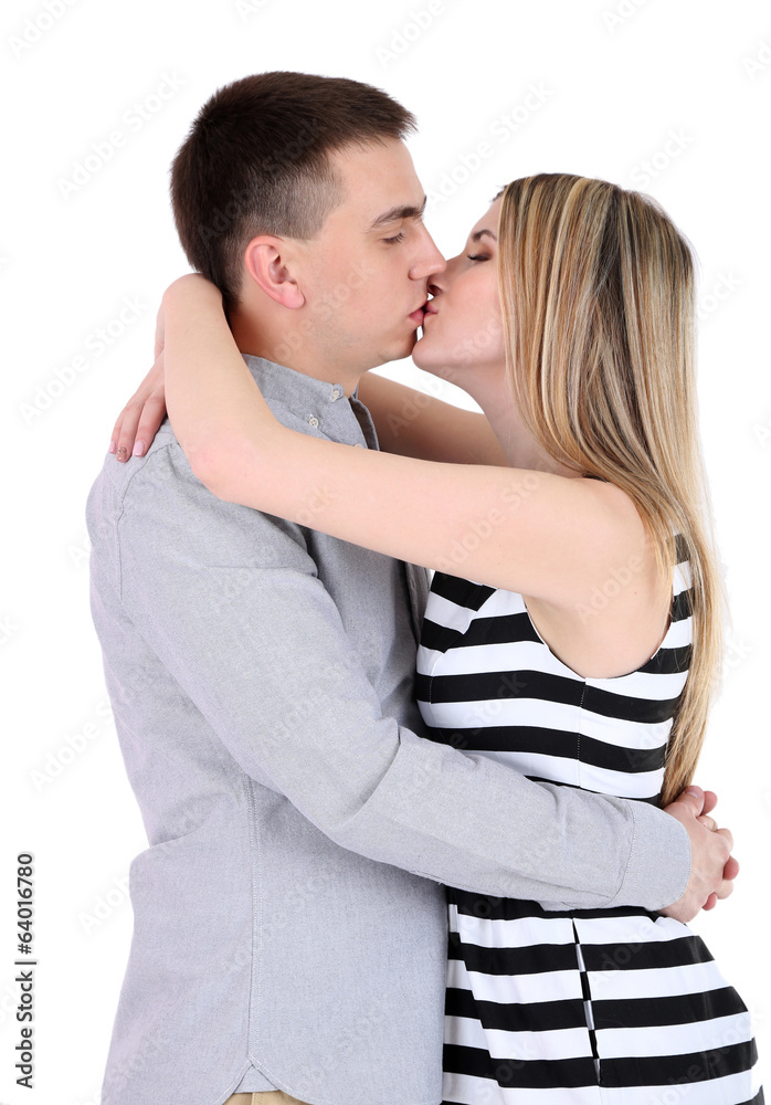 Loving couple isolated on white