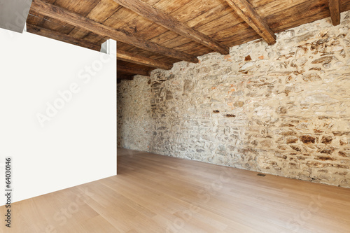 Naklejka dekoracyjna beautiful modern loft, empty room with stone walls