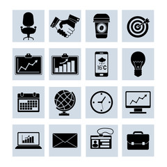 Sticker - Business Icons Set Black