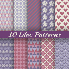Wall Mural - lilac different vector seamless patterns (square swatches)