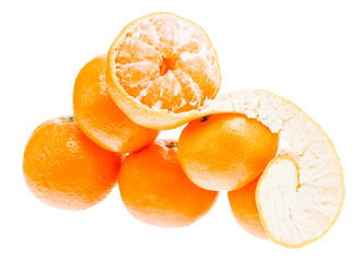 Wall Mural - Fresh mandarin citrus isolated tangerine mandarine orange in hea