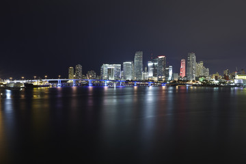 Wall Mural - Miami city skyline panorama at night