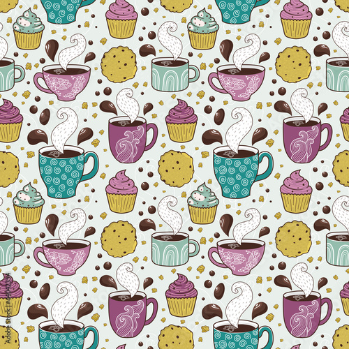 Obraz w ramie Coffee seamless pattern