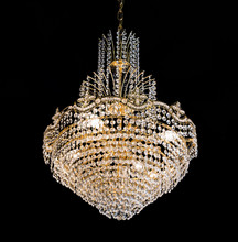 Beautiful Crystal Chandelier In A Room On Black Background