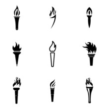 Vector Black Torch Icons Set