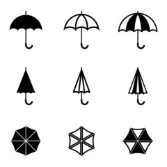Wall Mural - vector black umbrella icons set