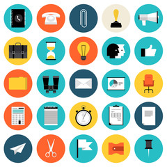 Poster - Marketing and business flat icons set