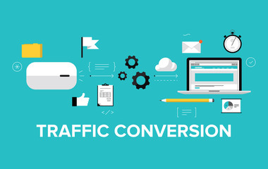 Traffic conversion flat illustration concept