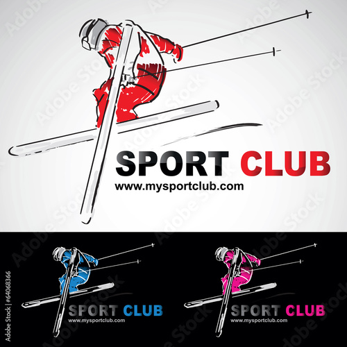Fotografie, Obraz ski skieur skieuse acrobatique club logo sport extreme
