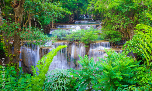 Nowoczesny obraz na płótnie Deep forest Waterfall in Kanchanaburi, Thailand