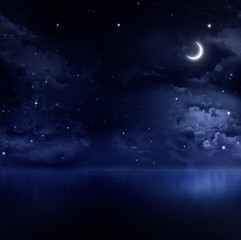 Wall Mural - beautiful night sky in the open sea