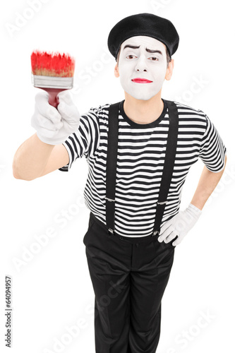 Obraz na plátně Mime artist holding a paintbrush