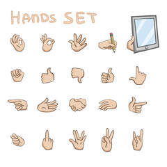 Canvas Print - Hands gestures flat icons set