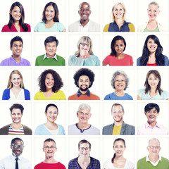 Sticker - Portrait of Multiethnic Colorful Diverse People