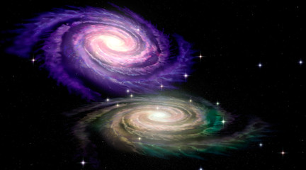 Wall Mural - two spiral galaxys