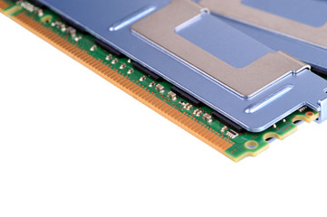 Computer memory module in isolated white background