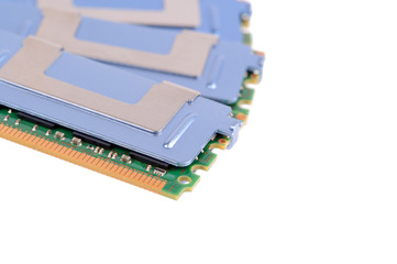 Computer memory module in isolated white background