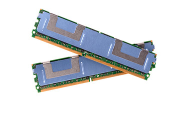 Computer memory module in isolated white background