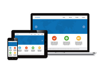mobile, tablet and laptop responsive webdesign isolated backgrou
