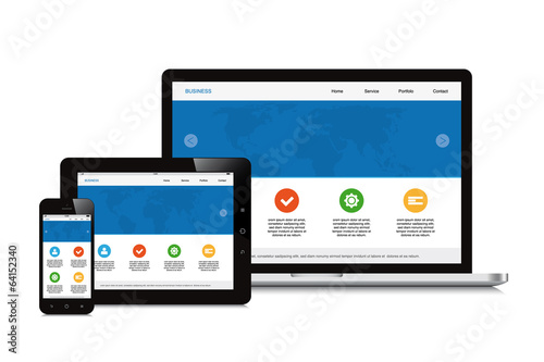 Fotografía mobile, tablet and laptop responsive webdesign isolated backgrou