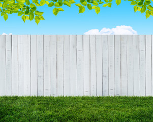 Wall Mural - white garden fence