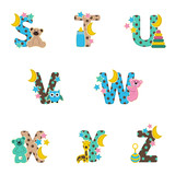 Fototapeta Dinusie - alphabet baby from S to Z- vector illustration