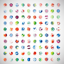Sphere Icons Set - Isolated On Gray Background