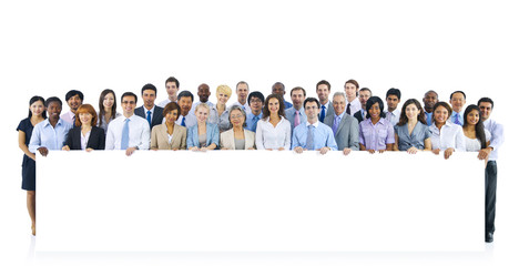 Sticker - Large Group of Business People Holding Board