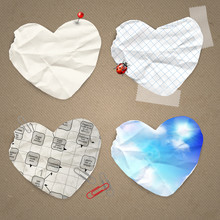 Set Of Paper Lable In The Shape Of Heart