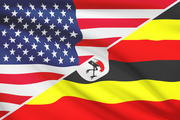 Wall Mural - Series of ruffled flags. USA and Republic of Uganda.