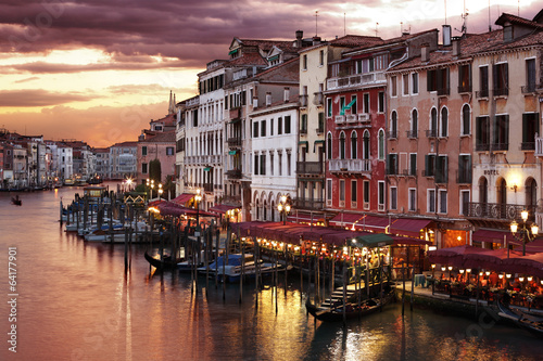 Naklejka na szybę Venice Grand Canal at night