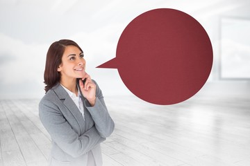 Poster - Composite image of smiling thoughtful businesswoman with speech