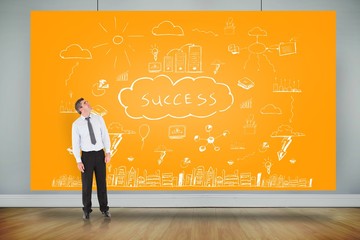 Poster - Composite image of businessman looking up