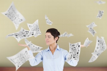 Aufkleber - Composite image of businesswoman with an open hand to show flyin