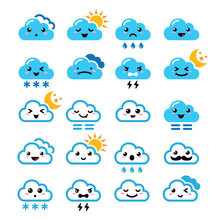 Cute Cloud - Kawaii, Manga Icons With Different Expressions