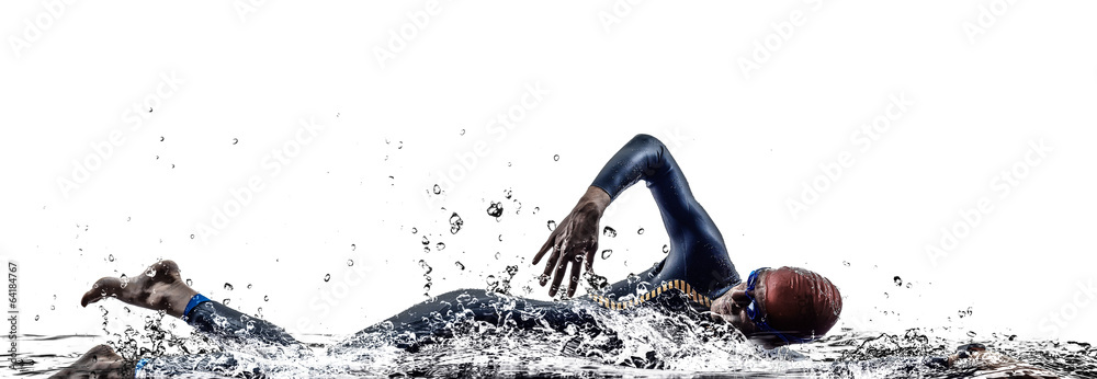 man triathlon iron man athlete swimmers swimming - obrazy, fototapety, plakaty 
