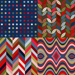 Poster - Set of Vector Retro Seamless Abstract Wavy Backgrounds