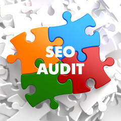 Poster - SEO Audit on Multicolor Puzzle.