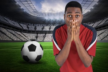 Aufkleber - Composite image of nervous football fan looking ahead