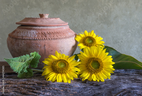 Naklejka - mata magnetyczna na lodówkę still life beautiful sunflowers