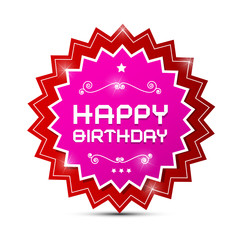 Wall Mural - Vector Red and Pink Happy Birthday Label on White Background