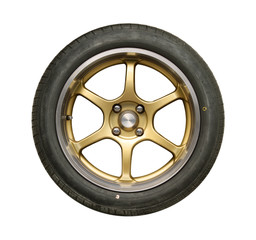 Wall Mural - car wheel isolated on white background