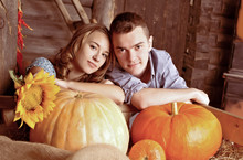 Pretty Young Couple Having Dating In The Hayloft