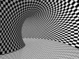 Fototapeta Perspektywa 3d - Black and White Stripes Projection on Torus.