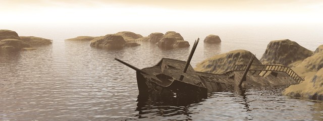 Old wreck - 3D render