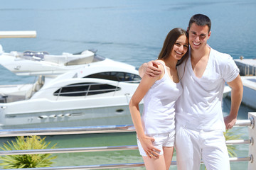 Wall Mural - young couple on yacht