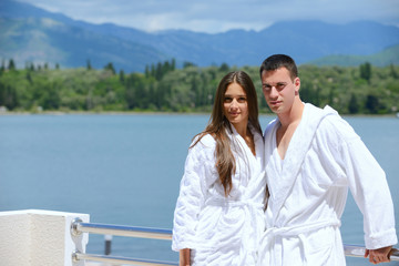 Poster - young couple on yacht