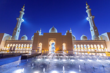 Wall Mural - Grand Mosque in Abu Dhabi at night, United Arab Emirates